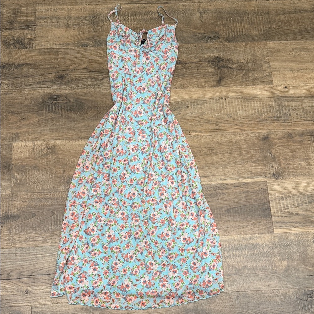 Forever 21 Floral Blue and Pink Maxi Dress